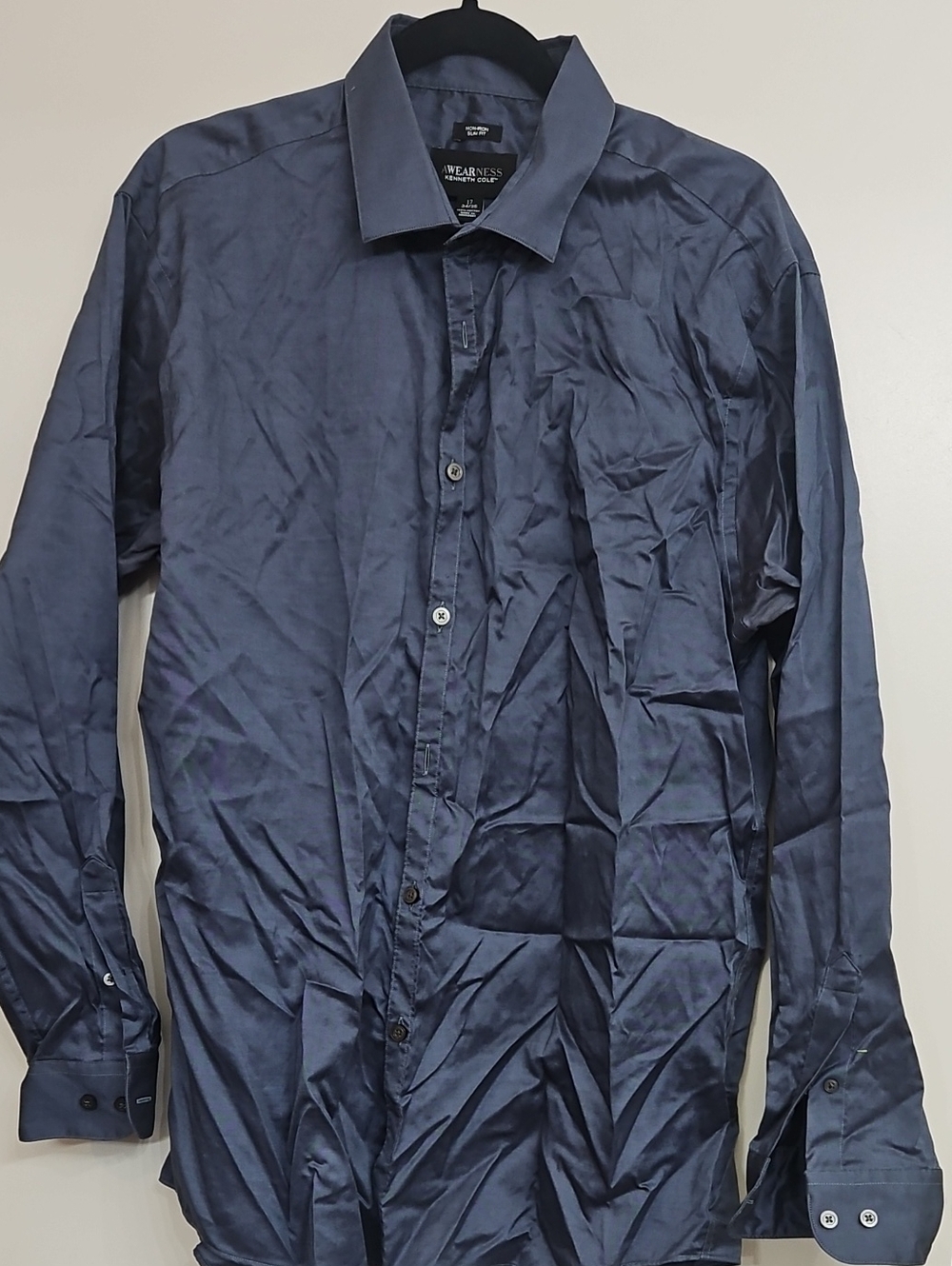 Men’s Navy Button-Down Shirt Kenneth Cole Slim Fit